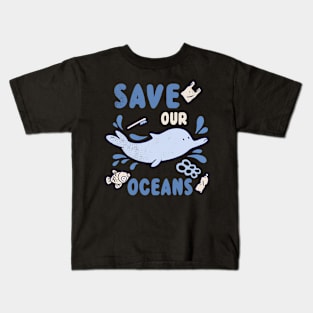 Animal Dolphin Planet Protect Water Save Our Oceans Day Kids T-Shirt